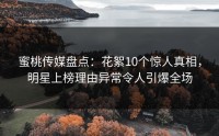 蜜桃传媒盘点：花絮10个惊人真相，明星上榜理由异常令人引爆全场