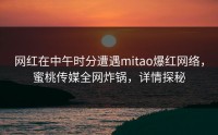 网红在中午时分遭遇mitao爆红网络，蜜桃传媒全网炸锅，详情探秘