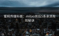 蜜桃传媒科普：mitao背后5条亲测有效秘诀