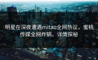 明星在深夜遭遇mitao全网热议，蜜桃传媒全网炸锅，详情探秘
