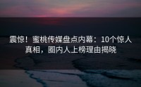 震惊！蜜桃传媒盘点内幕：10个惊人真相，圈内人上榜理由揭晓