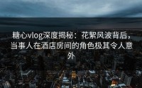 糖心vlog深度揭秘：花絮风波背后，当事人在酒店房间的角色极其令人意外