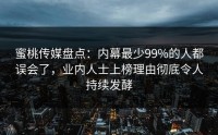 蜜桃传媒盘点：内幕最少99%的人都误会了，业内人士上榜理由彻底令人持续发酵