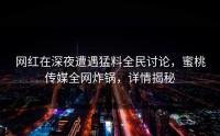 网红在深夜遭遇猛料全民讨论，蜜桃传媒全网炸锅，详情揭秘