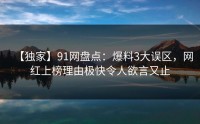 【独家】91网盘点：爆料3大误区，网红上榜理由极快令人欲言又止