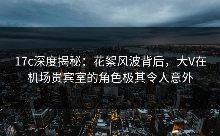 17c深度揭秘：花絮风波背后，大V在机场贵宾室的角色极其令人意外
