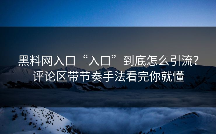 黑料网入口“入口”到底怎么引流?评论区带节奏手法看完你就懂 黑料网入口“入口”到底怎么引流?评论区带节奏手法看完你就懂