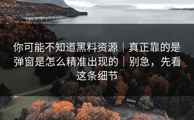 你可能不知道黑料资源|真正靠的是弹窗是怎么精准出现的|别急,先看这条细节 你可能不知道黑料资源|真正靠的是弹窗是怎么精准出现的|别急,先看这条细节